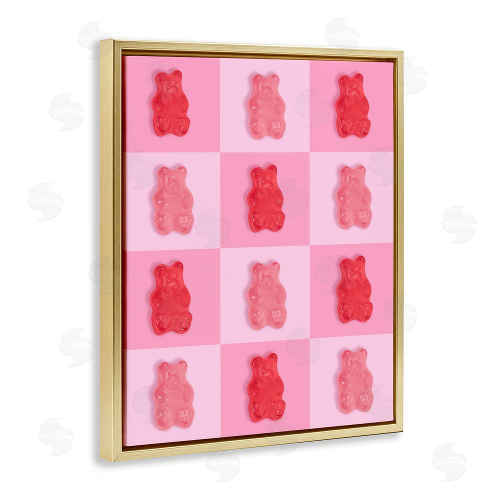 LISH Creative Pink & Red Candy Bears Gold Floating Framed Canvas Wall Art