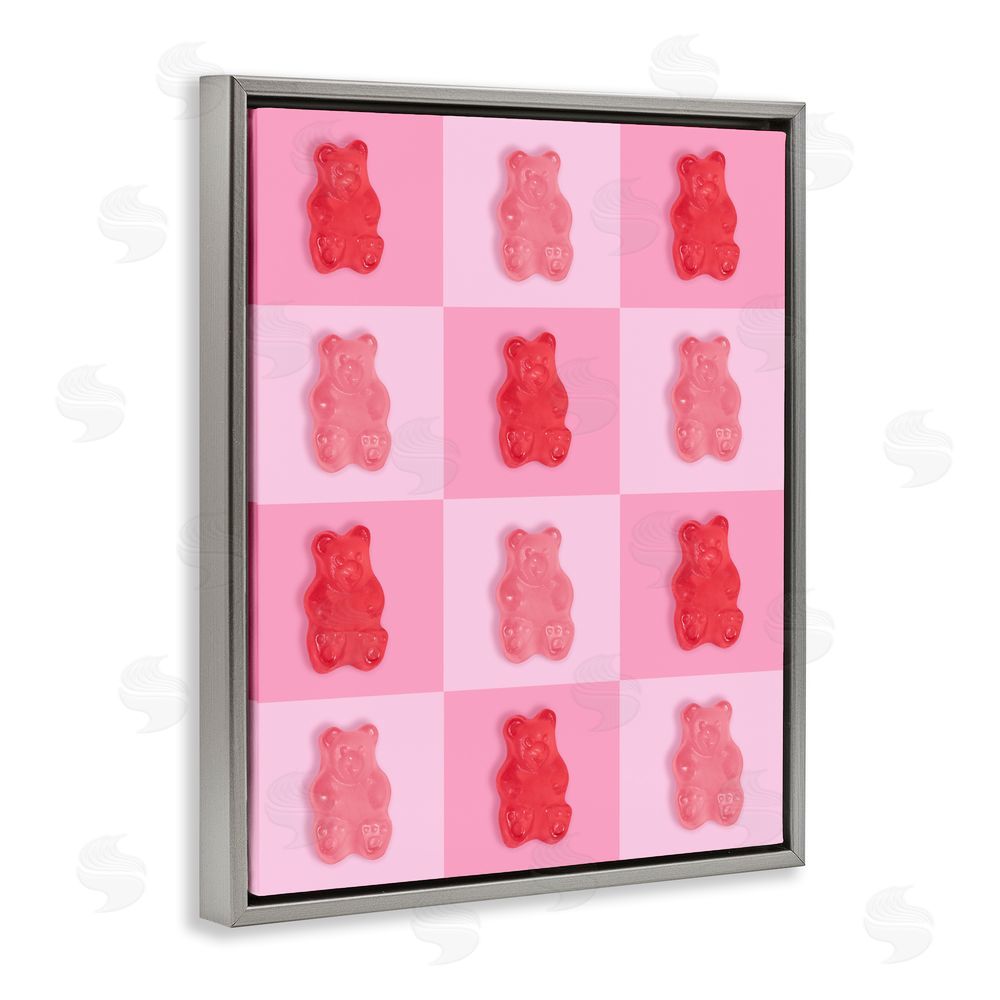 LISH Creative Pink & Red Candy Bears Gray Floating Framed Canvas Wall Art