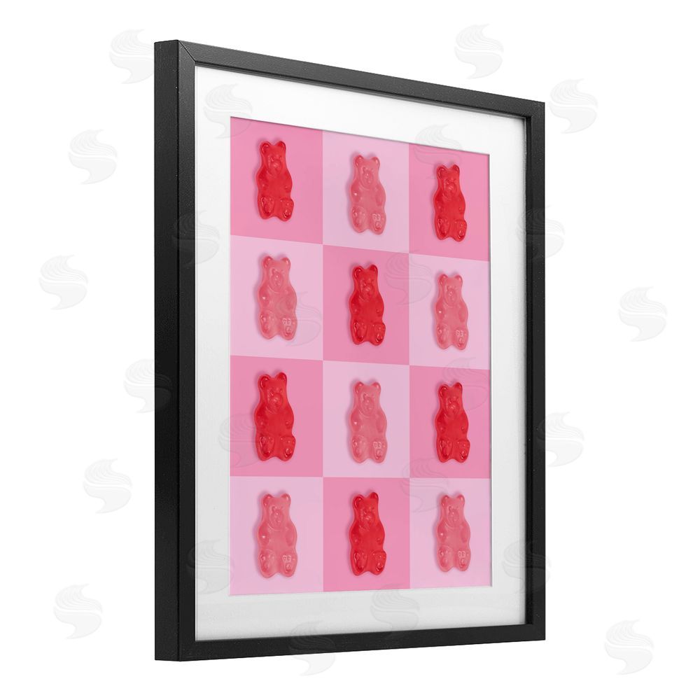 LISH Creative Pink & Red Candy Bears Black Framed Print Under Glass Wall Art