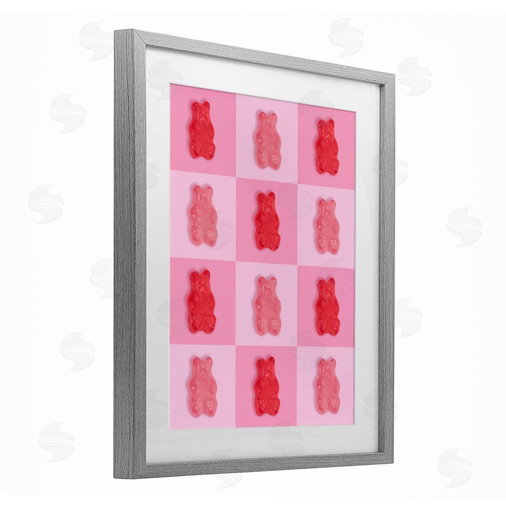 LISH Creative Pink & Red Candy Bears Gray Framed Print Under Glass Wall Art
