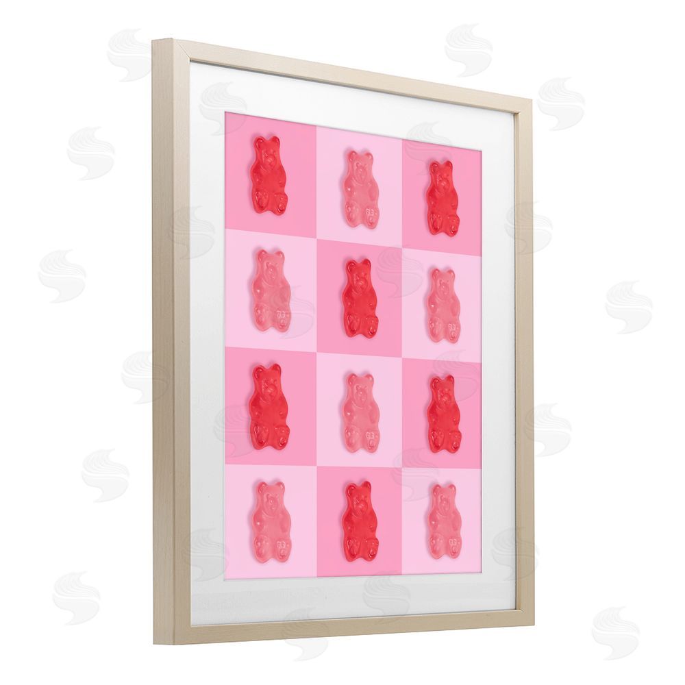 LISH Creative Pink & Red Candy Bears Brown Framed Print Under Glass Wall Art