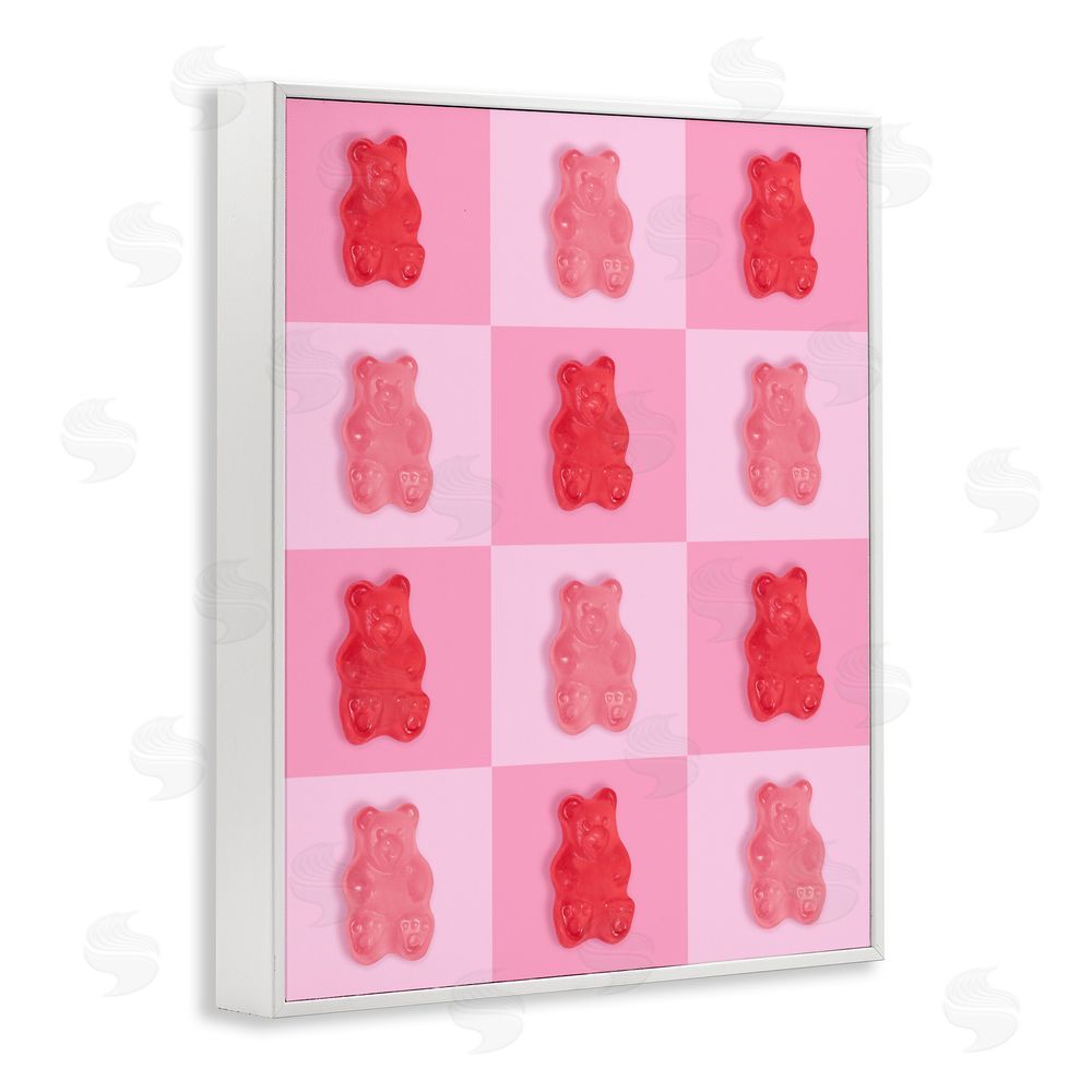 LISH Creative Pink & Red Candy Bears White Framed Giclee Wall Art