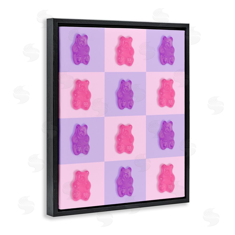 LISH Creative Pink & Lilac Candy Bears Black Floating Framed Canvas Wall Art