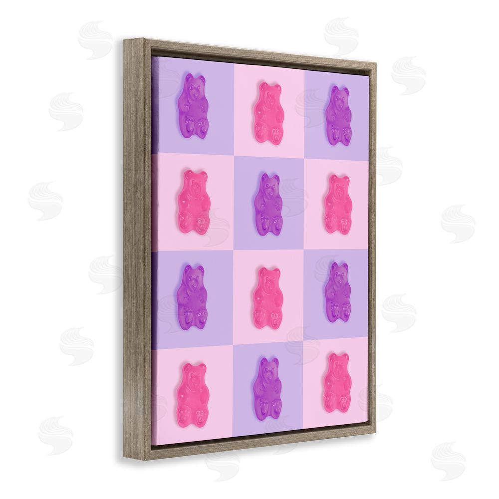 LISH Creative Pink & Lilac Candy Bears Brown Floating Framed Canvas Wall Art