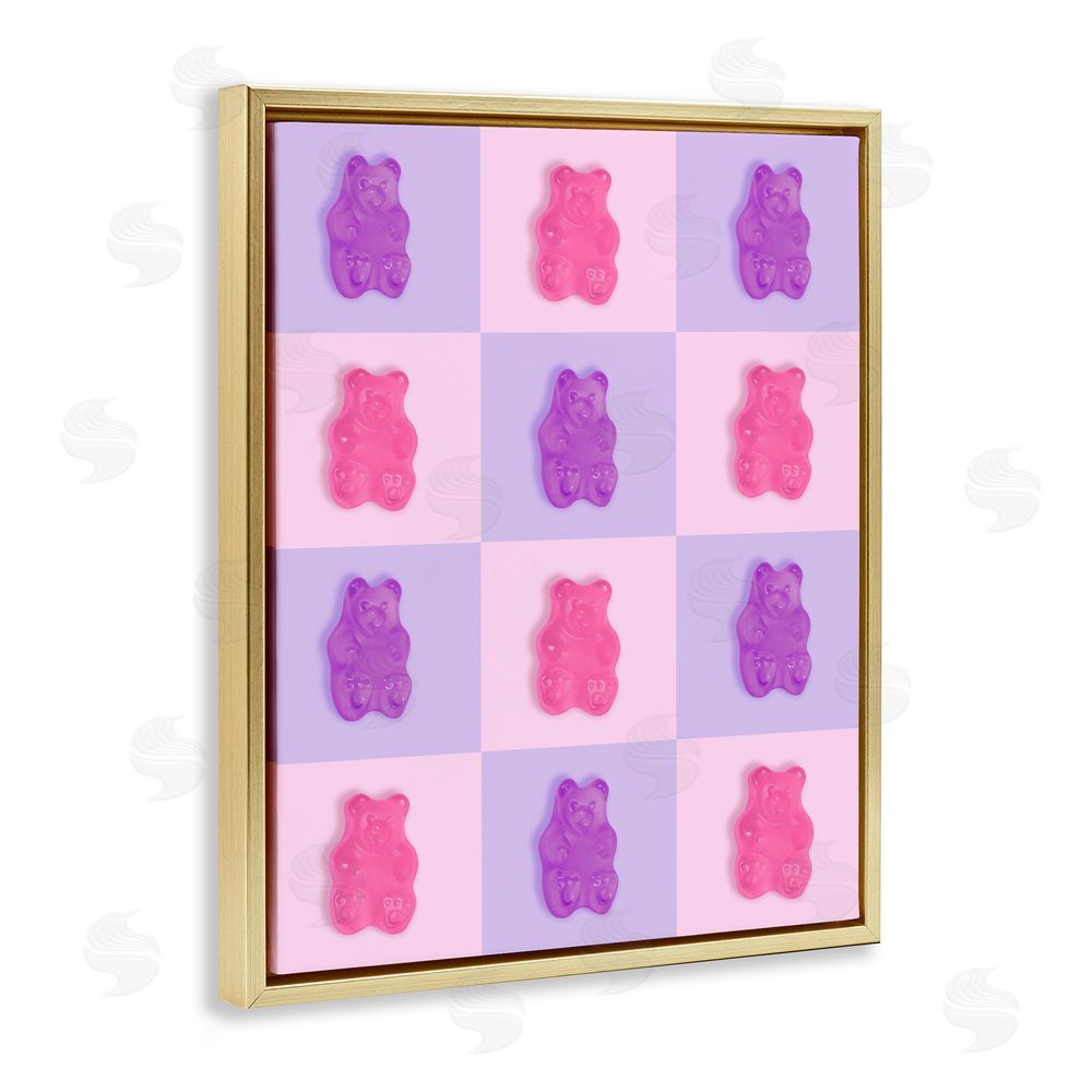 LISH Creative Pink & Lilac Candy Bears Gold Floating Framed Canvas Wall Art