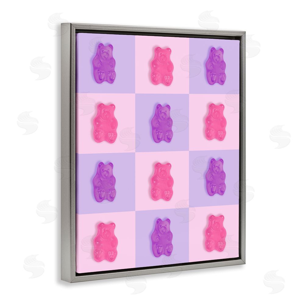 LISH Creative Pink & Lilac Candy Bears Gray Floating Framed Canvas Wall Art