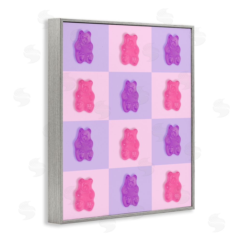 LISH Creative Pink & Lilac Candy Bears Gray Framed Giclee Wall Art
