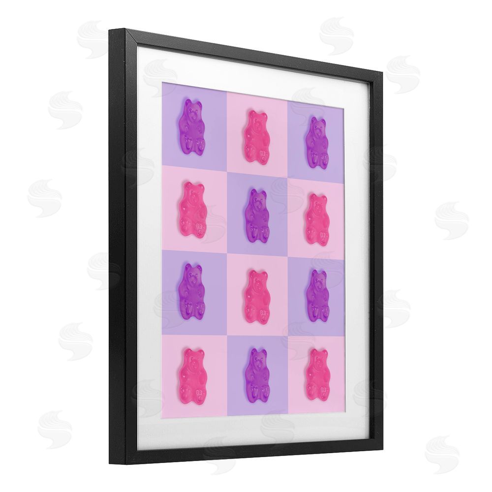 LISH Creative Pink & Lilac Candy Bears Black Framed Print Under Glass Wall Art