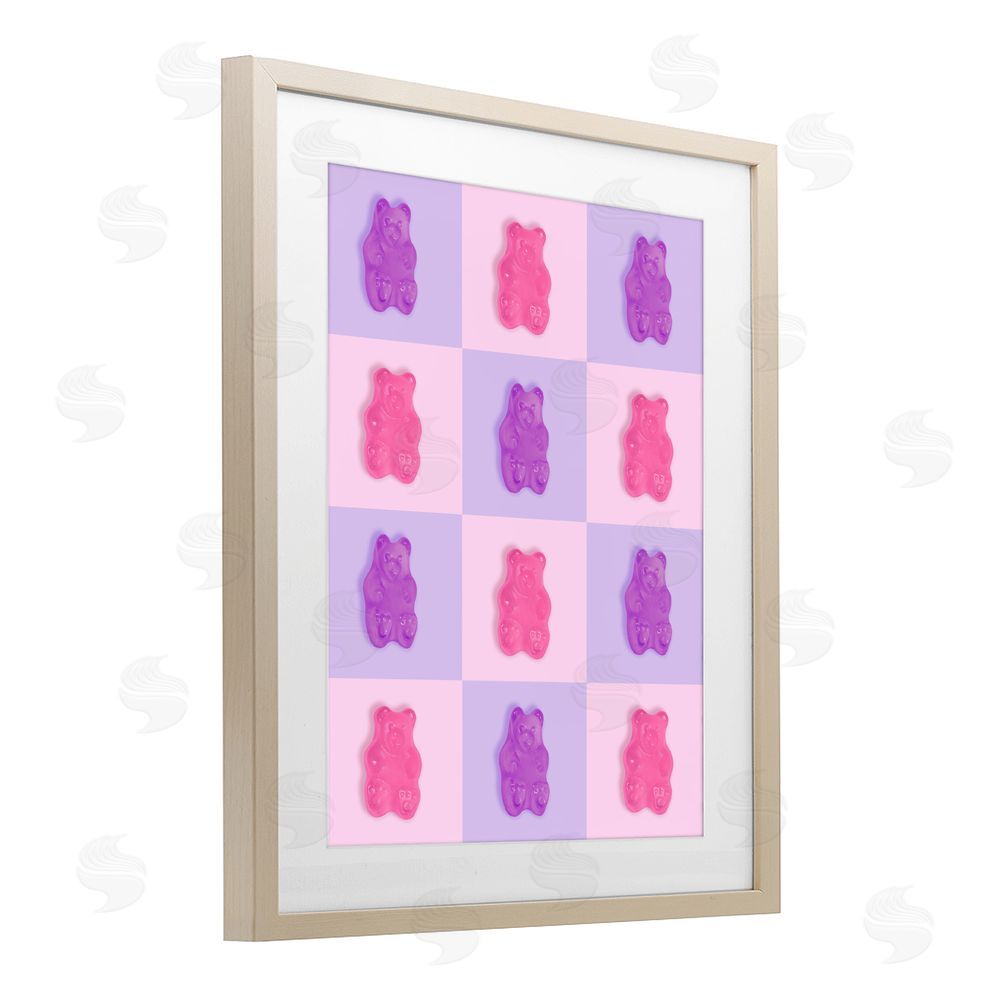 LISH Creative Pink & Lilac Candy Bears Brown Framed Print Under Glass Wall Art