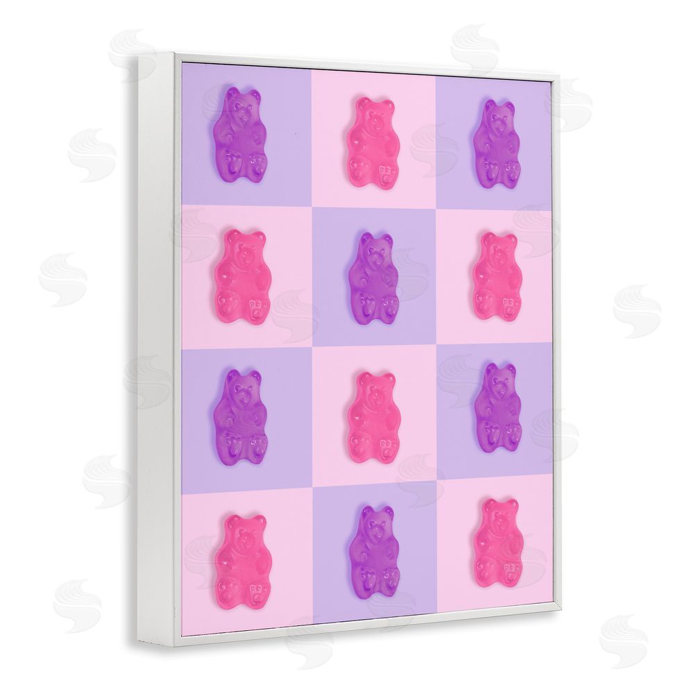LISH Creative Pink & Lilac Candy Bears White Framed Giclee Wall Art