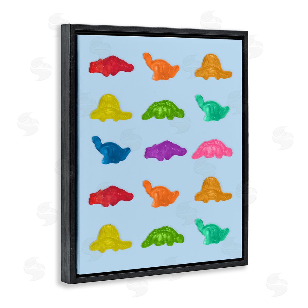LISH Creative Colorful Dinosaur Candies Black Floating Frame Canvas Wall Art Print