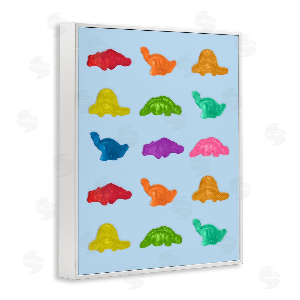 LISH Creative Colorful Dinosaur Candies White Framed Giclee Wall Art Print