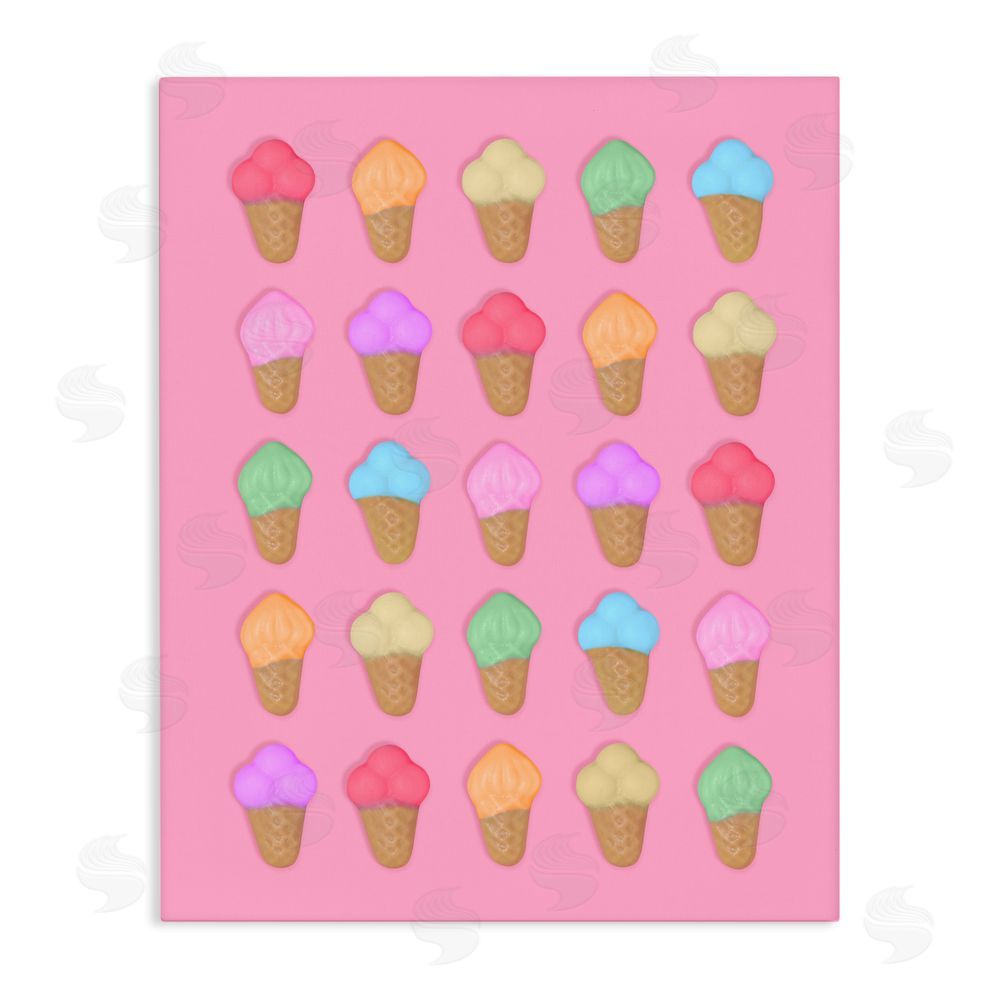 LISH Creative Ice Cream Candies on Pink Stretched Canvas Wall Art