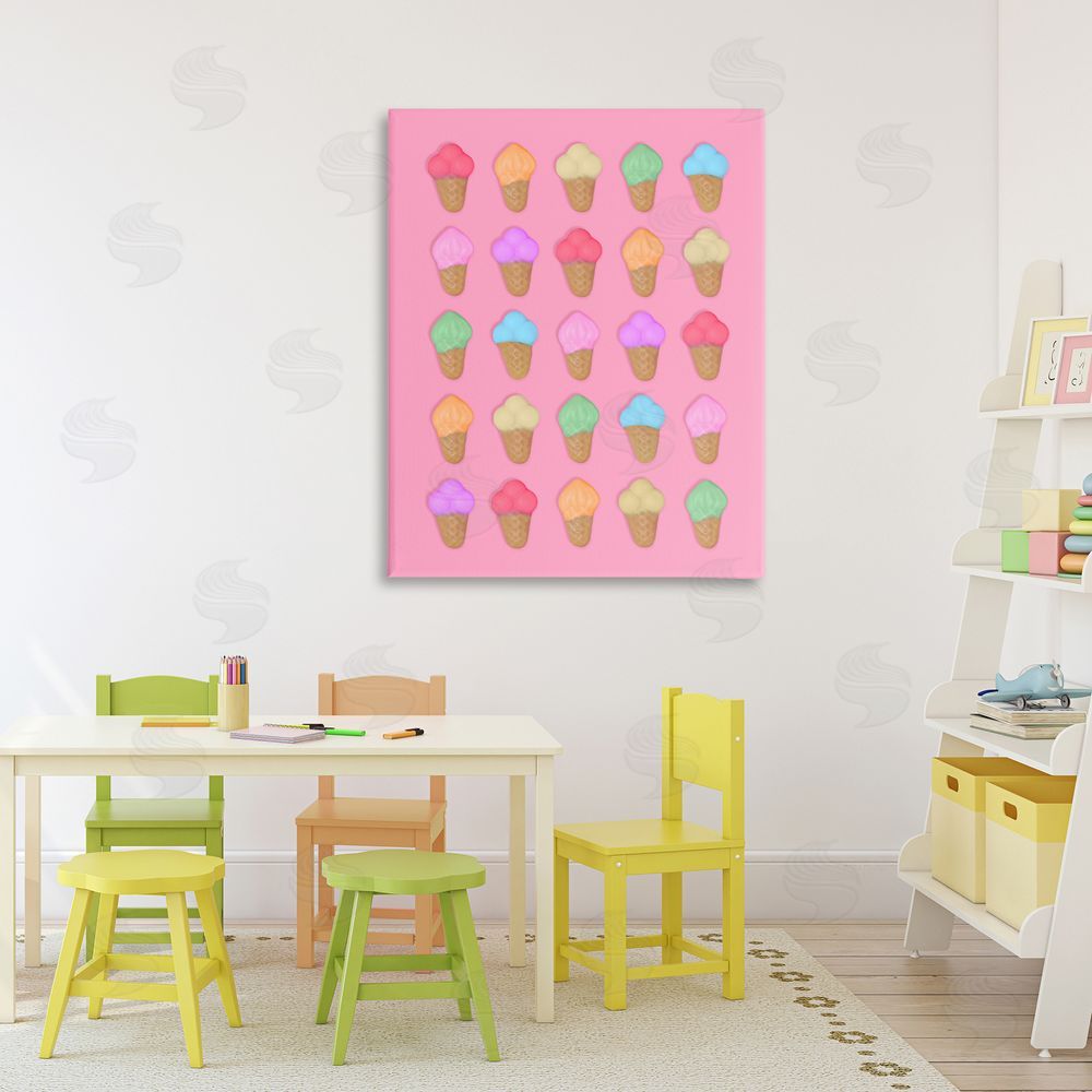LISH Creative Ice Cream Candies on Pink Stretched Canvas Wall Art in Room