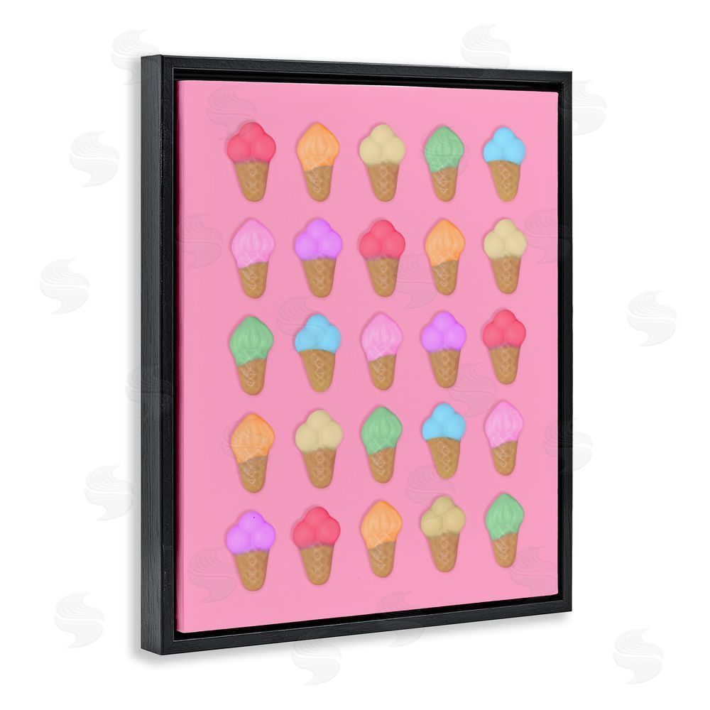 LISH Creative Ice Cream Candies on Pink Black Floating Framed Canvas Wall Art