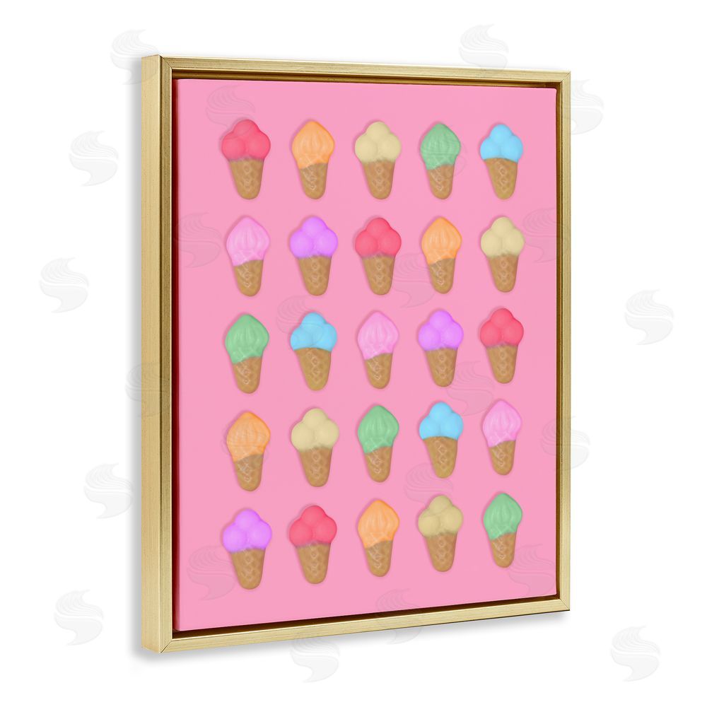 LISH Creative Ice Cream Candies on Pink Gold Floating Framed Canvas Wall Art