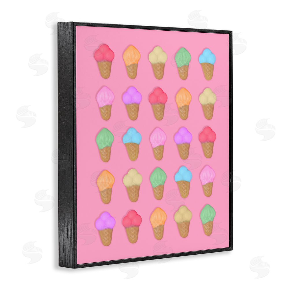 LISH Creative Ice Cream Candies on Pink Black Framed Giclee Wall Art