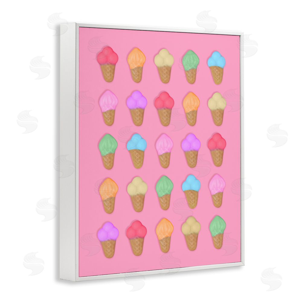 LISH Creative Ice Cream Candies on Pink White Framed Giclee Wall Art