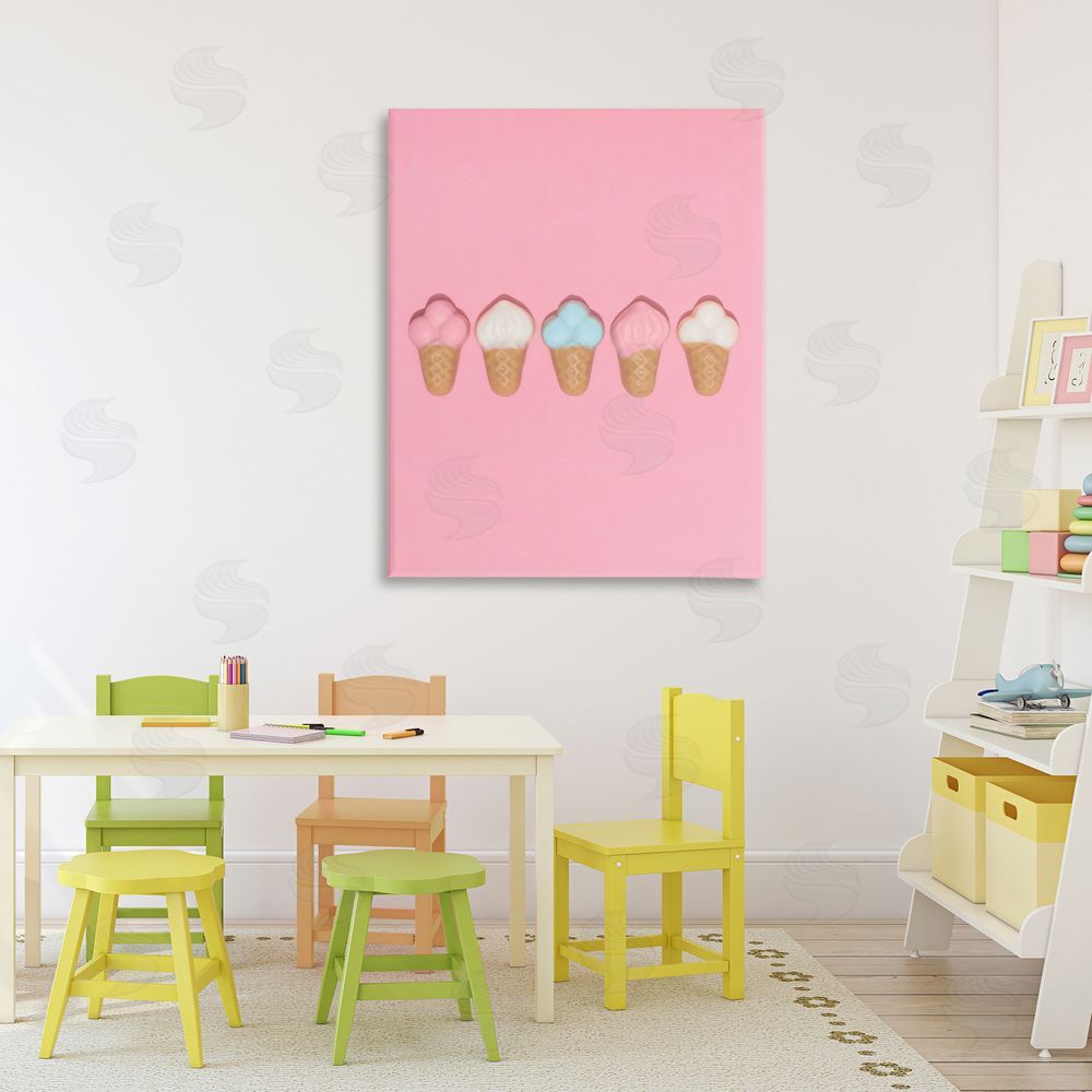 LISH Creative Pink Ice Cream Candy Stretched Canvas Wall Art in Room