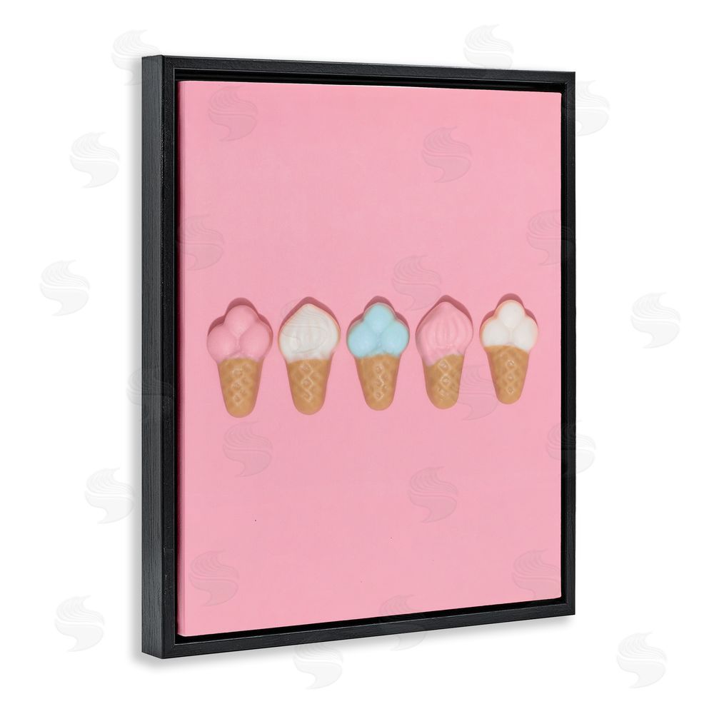 LISH Creative Pink Ice Cream Candy Black Floating Framed Canvas Wall Art