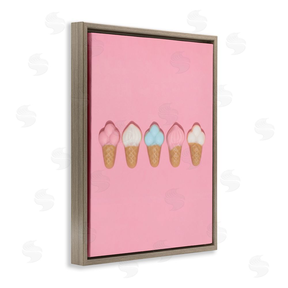 LISH Creative Pink Ice Cream Candy Brown Floating Framed Canvas Wall Art