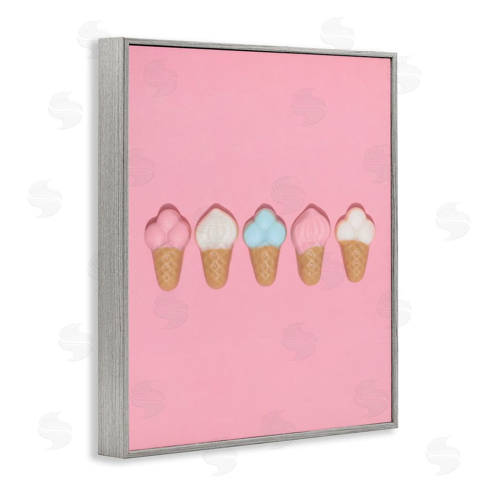 LISH Creative Pink Ice Cream Candy Gray Framed Giclee Wall Art