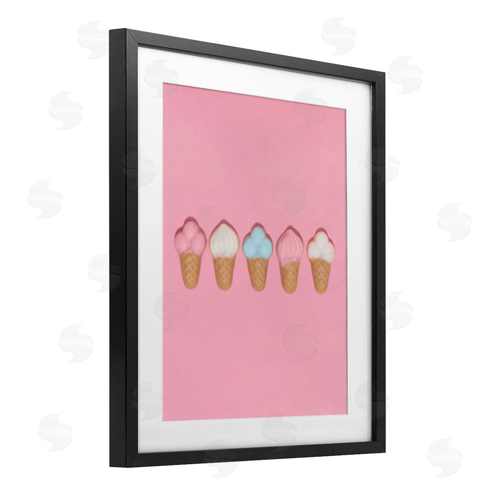 LISH Creative Pink Ice Cream Candy Black Framed Print Under Glass Wall Art