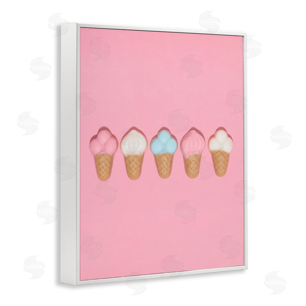 LISH Creative Pink Ice Cream Candy White Framed Giclee Wall Art