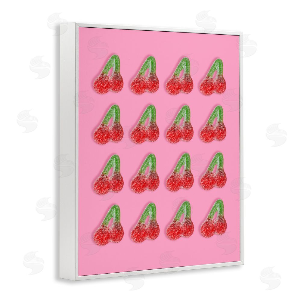 LISH Creative Cherry Candy Pattern White Framed Giclee Wall Art Print