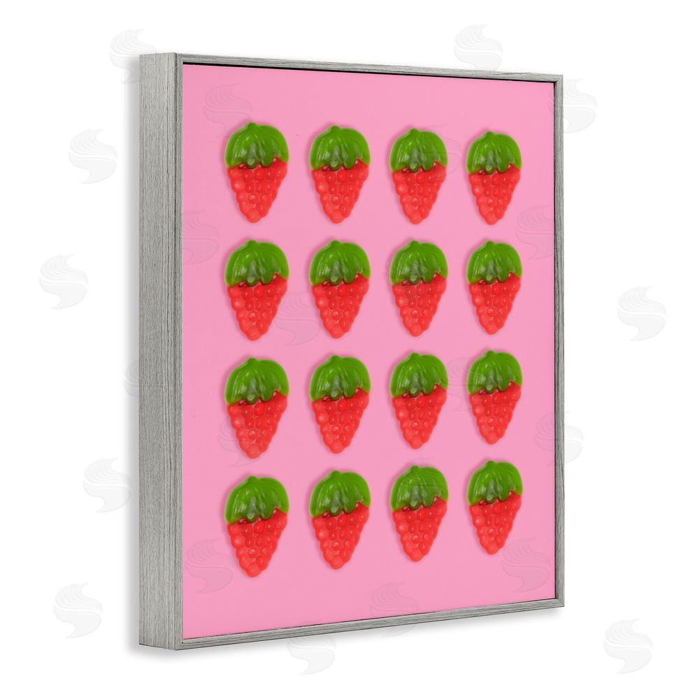 LISH Creative Gummy Strawberry Candy Pattern Gray Framed Giclee Wall Art