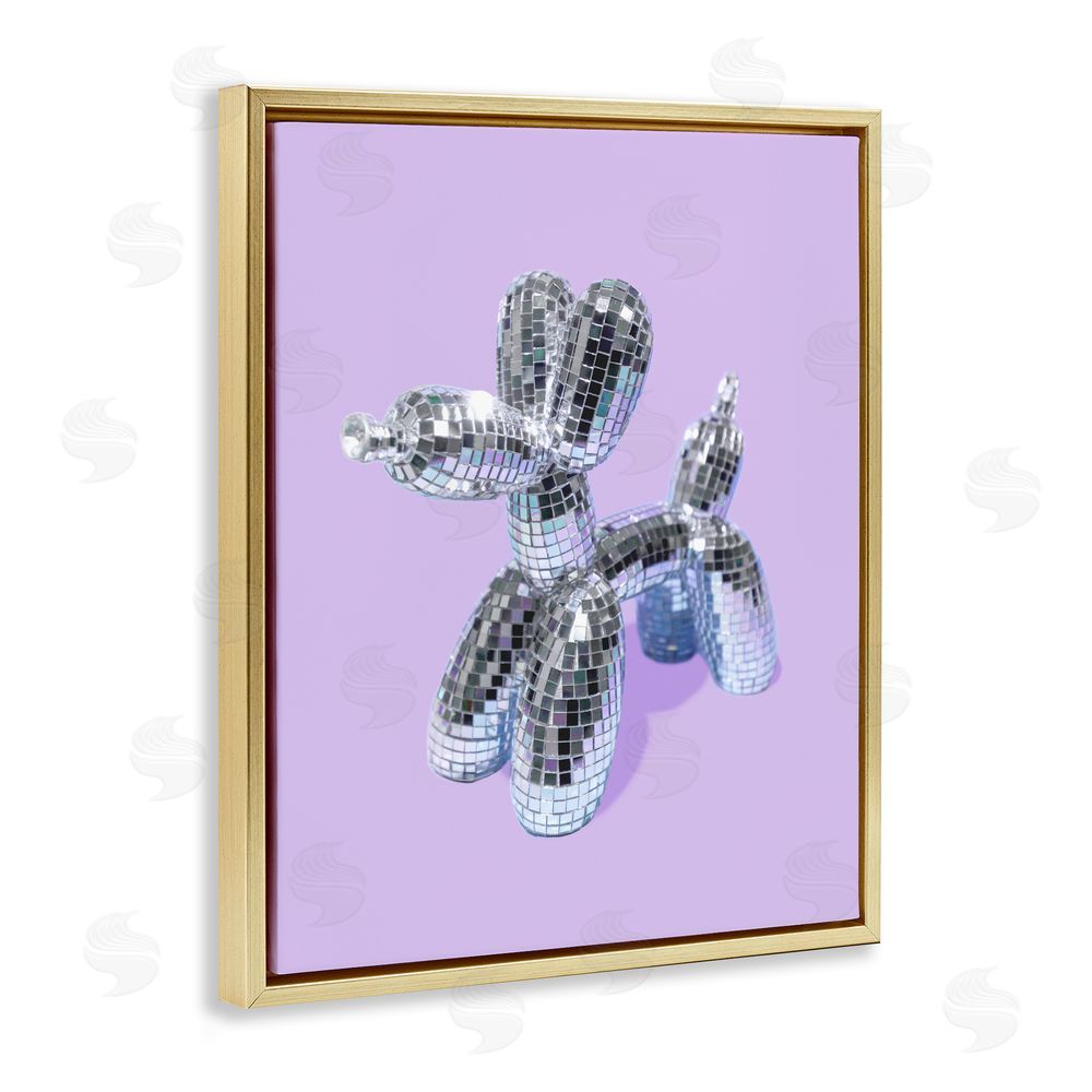 LISH Creative Disco Balloon Animal on Lilac Gold Floating Frame Canvas Wall Art Print