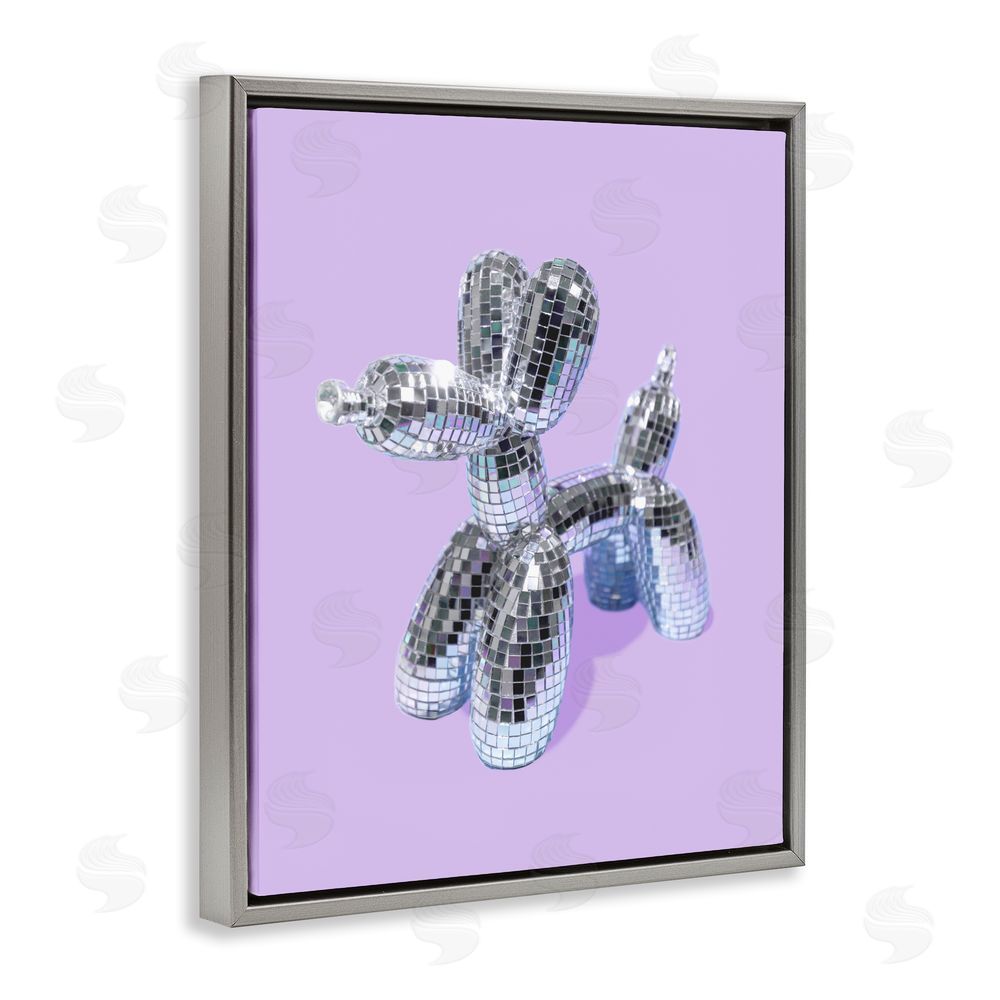 LISH Creative Disco Balloon Animal on Lilac Gray Floating Frame Canvas Wall Art Print