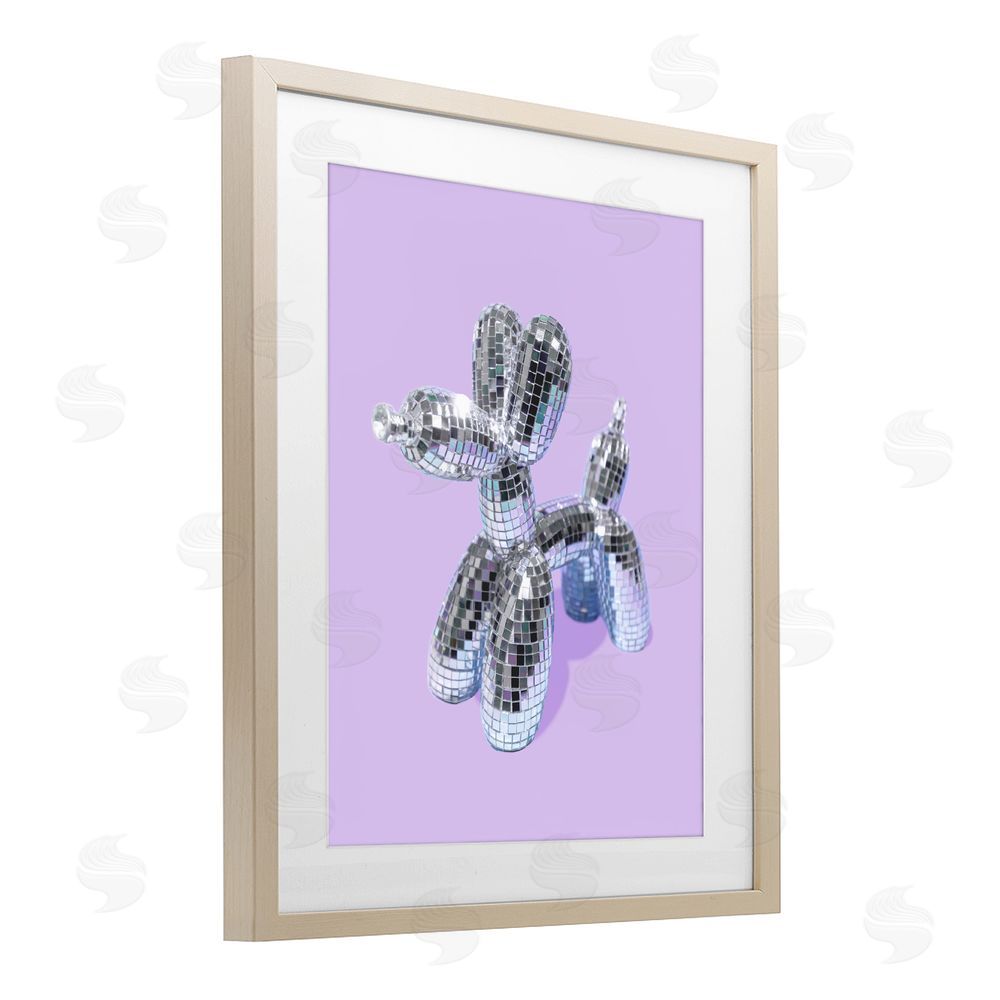 LISH Creative Disco Balloon Animal on Lilac Brown Framed Print Under Glass Wall Art