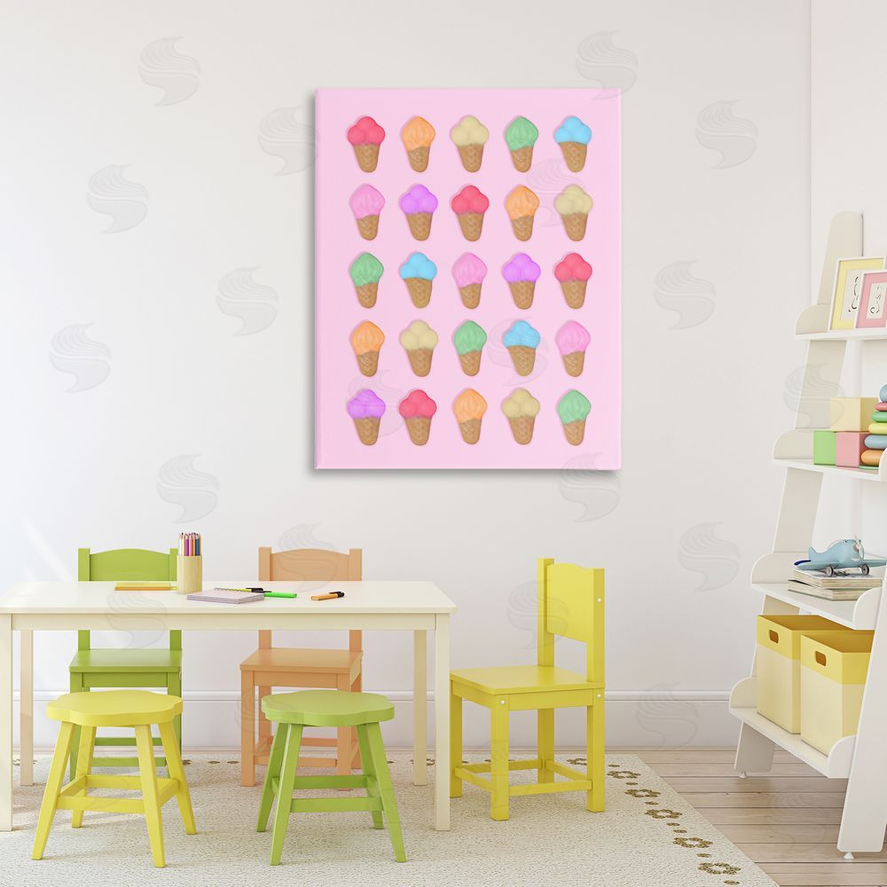 LISH Creative Ice Cream Shaped Candies Stretched Canvas Wall Art in Room