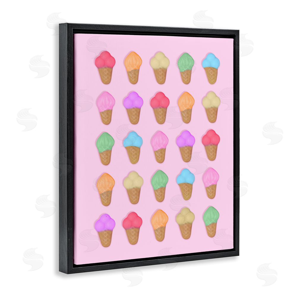 LISH Creative Ice Cream Shaped Candies Black Floating Framed Canvas Wall Art