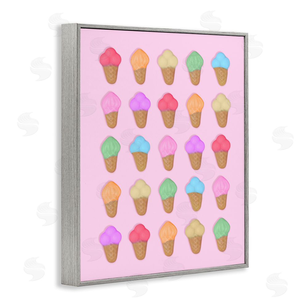 LISH Creative Ice Cream Shaped Candies Gray Framed Giclee Wall Art