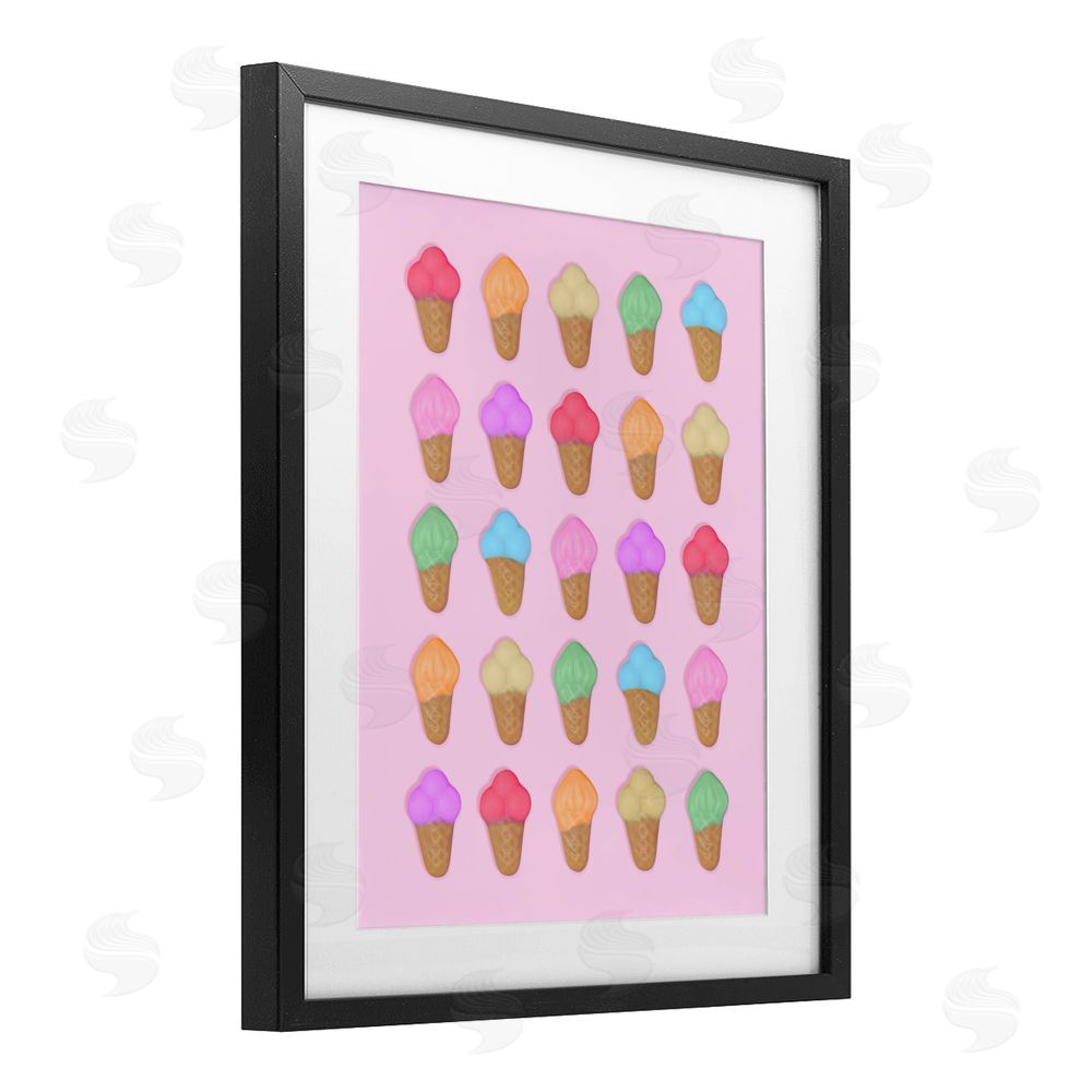 LISH Creative Ice Cream Shaped Candies Black Framed Print Under Glass Wall Art
