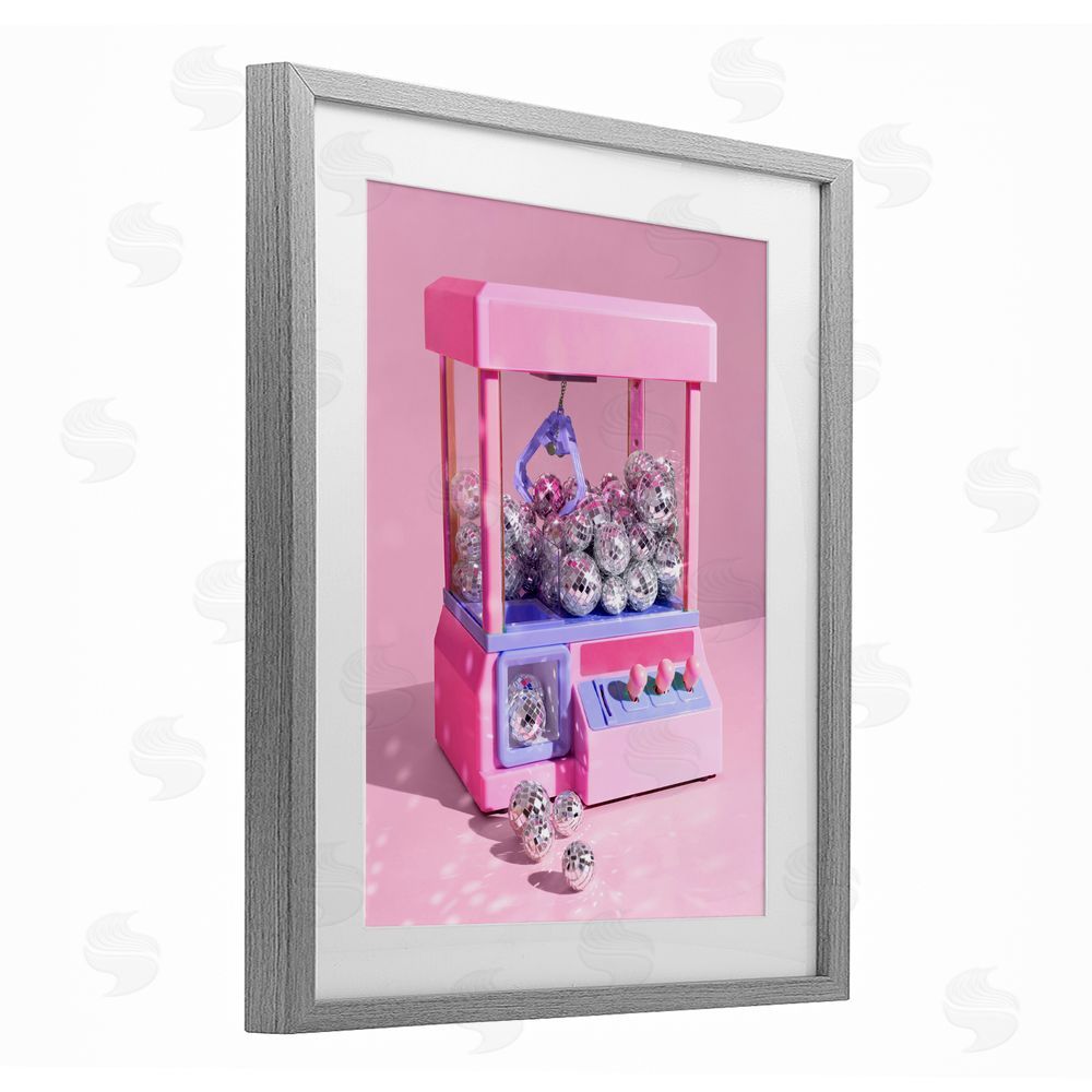 LISH Creative Disco Ball Claw Machine Gray Framed Print Under Glass Wall Art