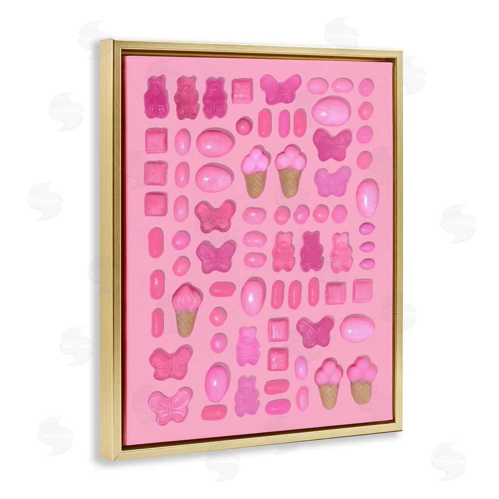 LISH Creative Pink Toned Candies Gold Floating Framed Canvas Wall Art