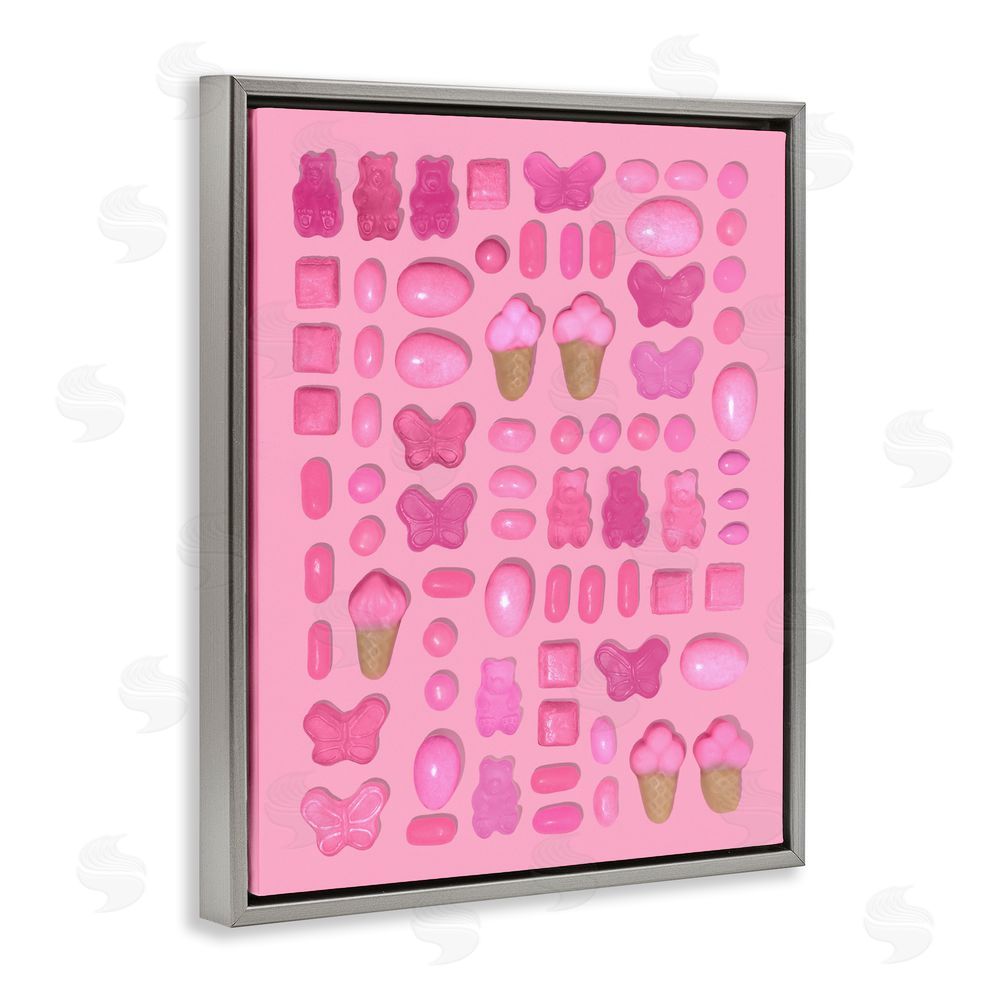LISH Creative Pink Toned Candies Gray Floating Framed Canvas Wall Art