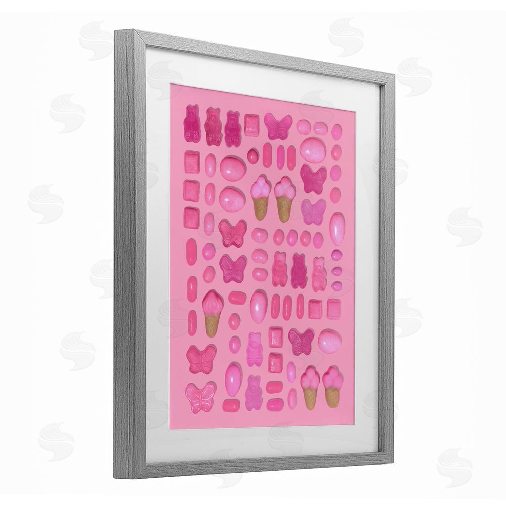 LISH Creative Pink Toned Candies Gray Framed Print Under Glass Wall Art