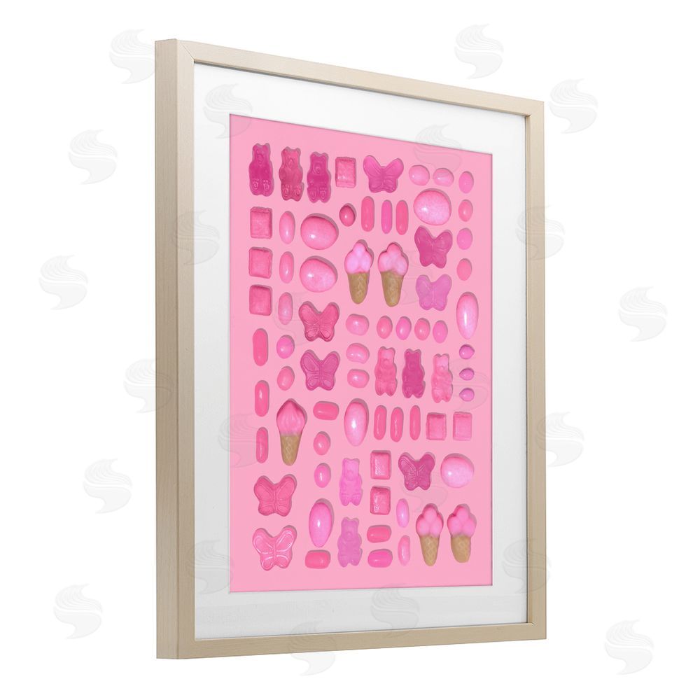 LISH Creative Pink Toned Candies Brown Framed Print Under Glass Wall Art