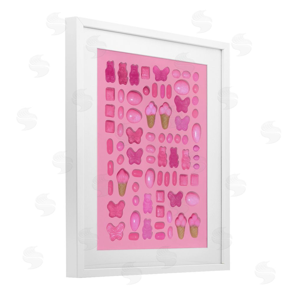 LISH Creative Pink Toned Candies White Framed Print Under Glass Wall Art