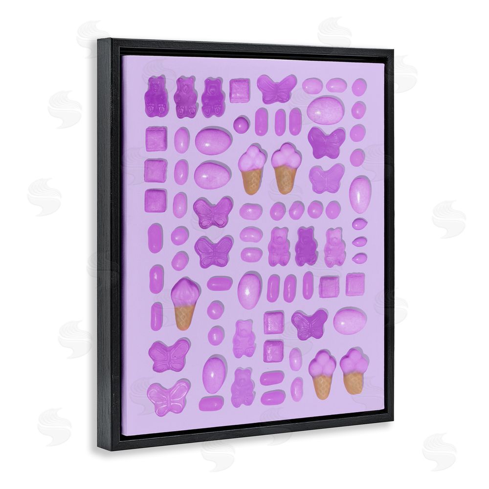 LISH Creative Lilac Purple Toned Candies Black Floating Framed Canvas Wall Art