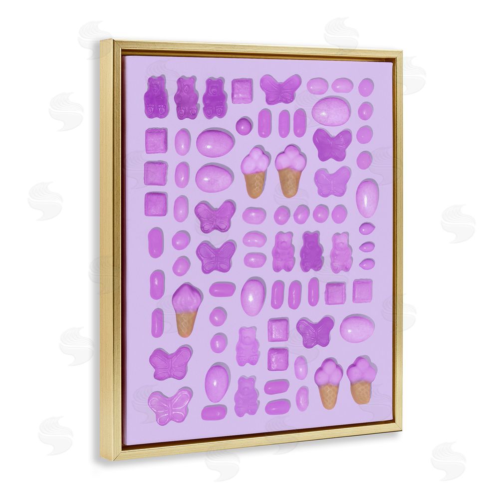 LISH Creative Lilac Purple Toned Candies Gold Floating Framed Canvas Wall Art