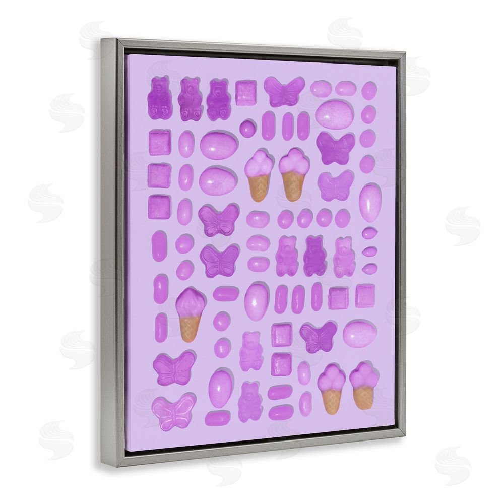 LISH Creative Lilac Purple Toned Candies Gray Floating Framed Canvas Wall Art
