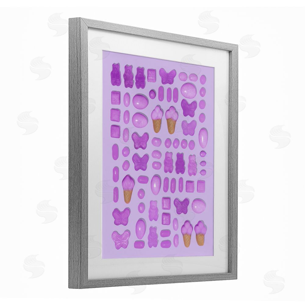 LISH Creative Lilac Purple Toned Candies Gray Framed Print Under Glass Wall Art