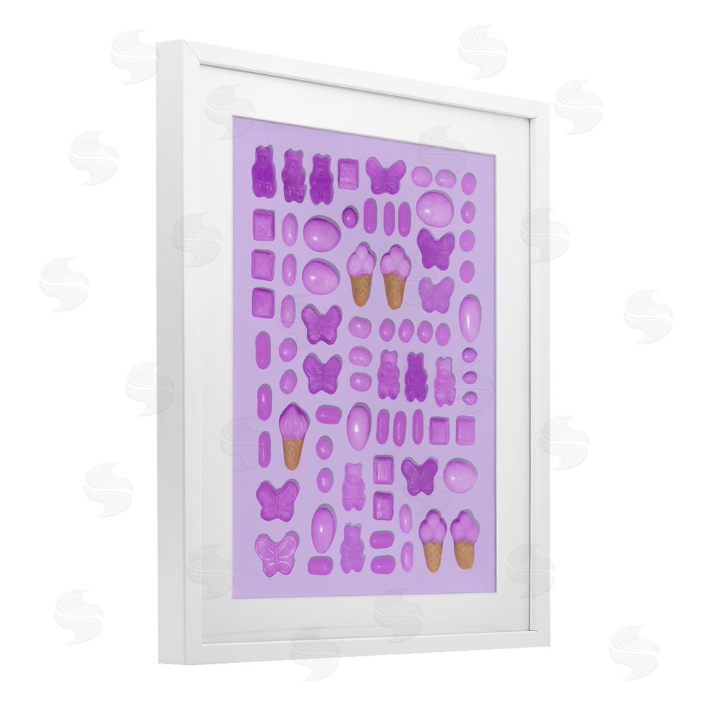 LISH Creative Lilac Purple Toned Candies White Framed Print Under Glass Wall Art