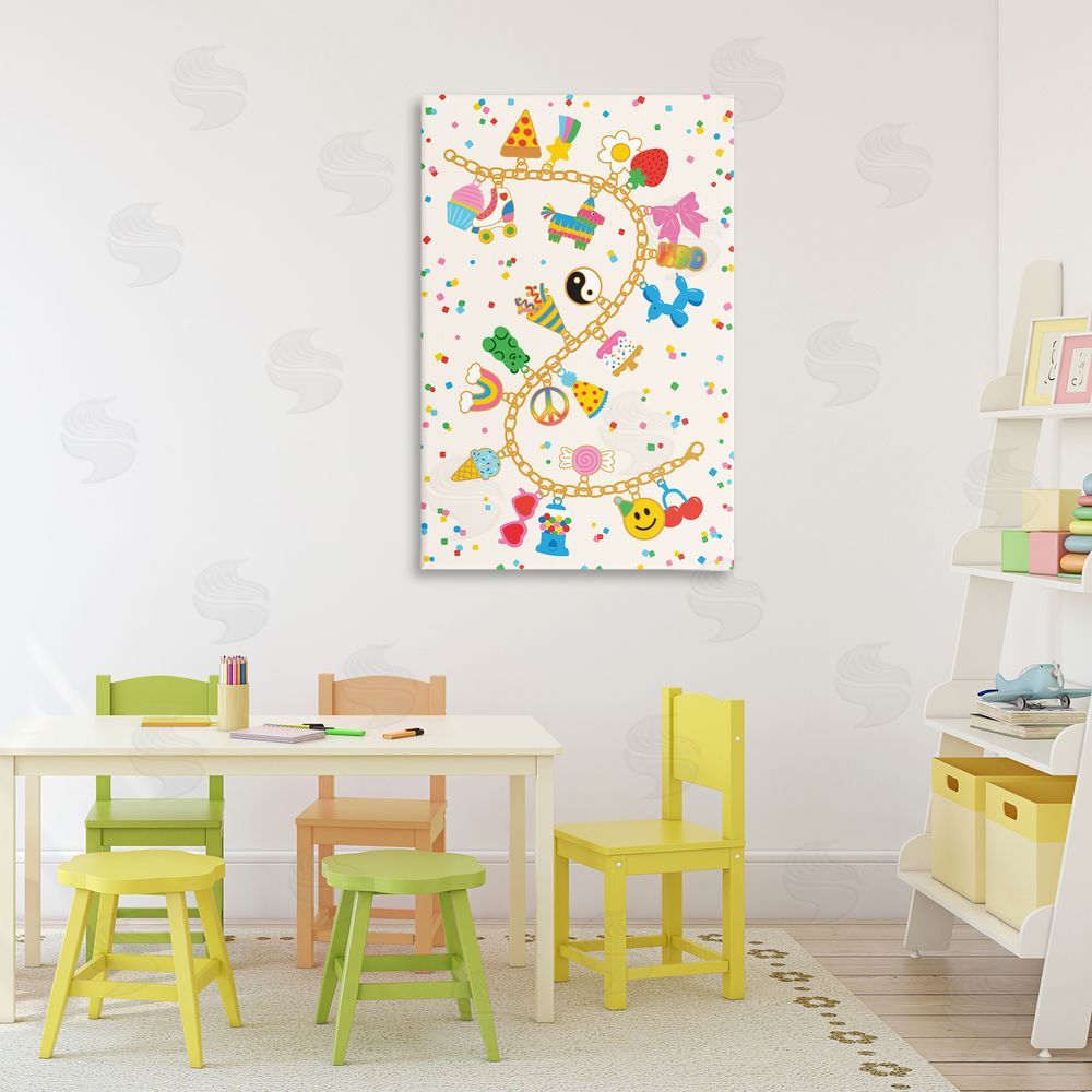 Nadia Hassan Playful Party Charm Bracelet Stretched Canvas Wall Art in Room