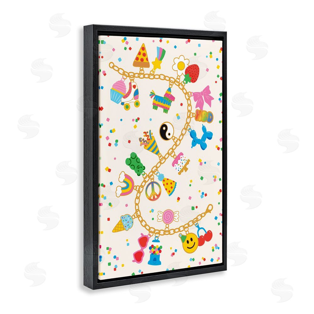 Nadia Hassan Playful Party Charm Bracelet Black Floating Framed Canvas Wall Art